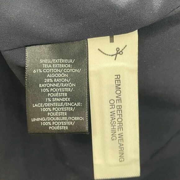 NWT Ann Taylor Navy Blue Damask Lace Collared Blazer Jacket Size 12 Coat - Picture 8 of 9